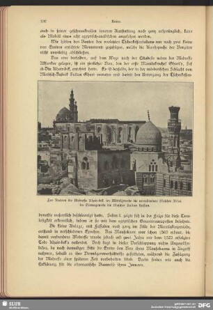 Zur Rechten die Medresse Khair-Bef, im Mittelgrund die unvollendete Moschee Rifai, im Hintergrunde die Moschee Sultan Hassan
