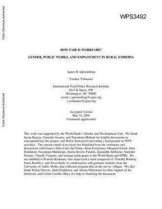How fair is workfare? gender, public works, and employment in rural Ethiopia