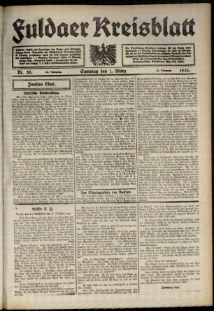 Zweite Ausgabe vom Samstag, den 01. März 1913.