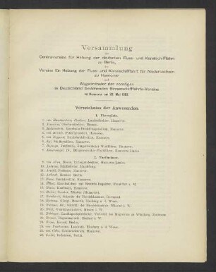 Verzeichnis der Anwesenden