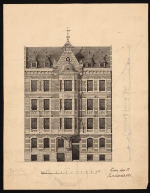 Wohnhaus Spandauer Straße 62 (?), Berlin-Mitte: Ansicht, Fassadenschnitt vertikal 1:100