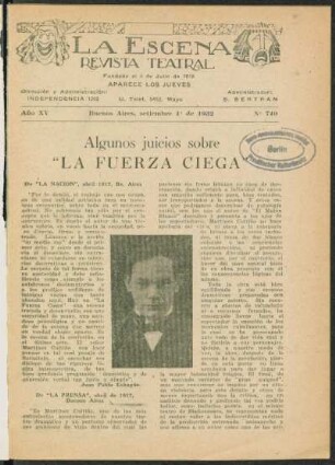 Algunos juicios sobre "La fuerza ciega"