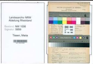 Entnazifizierung Maria Tissen , geb. 08.07.1892 ()