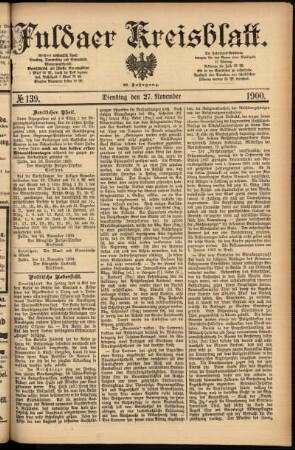 Ausgabe vom Dienstag, den 27. November 1900.