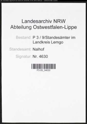 Sterberegister Standesamt Nalhof