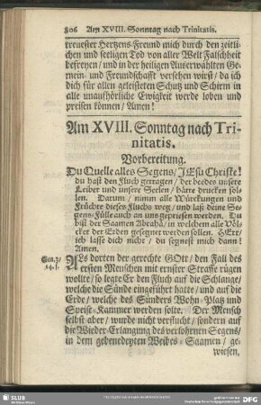 Am XVIII. Sonntag nach Trinitatis