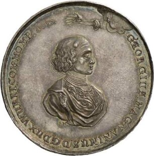 Medaille Herzog Sylvius Friedrichs von Württemberg-Oels auf das aus Mömpelgard vertriebene Herrscherpaar, 1687