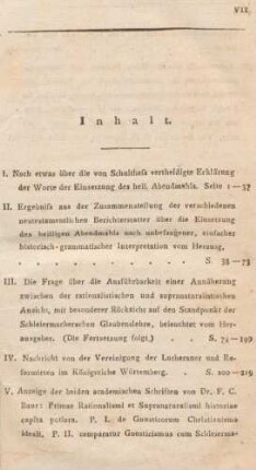 VII-VIII Inhaltsverzeichnis