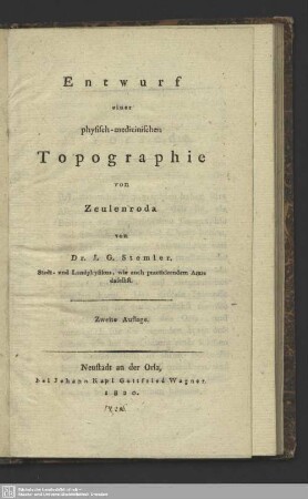 Entwurf einer physisch-medizinischen Topographie von Zeulenroda