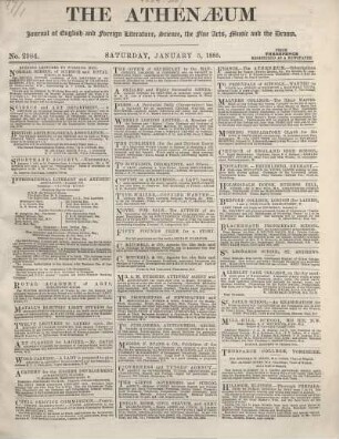 THE ATHENAEUM Journal of English and foreign Literature, Science, the fine Arts, Music and the Drama.