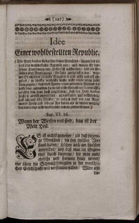 Idée Einer wohlbestellten Republic.