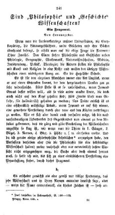 Sind "Philosophie" und "Geschichte" Wissenschaften? : ein Fragment