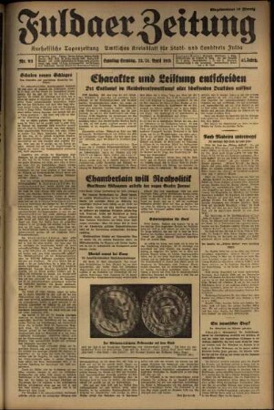 Ausgabe vom Samstag, den 23. April 1938.