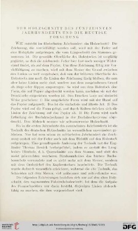 Der Holzschnitt des fünfzehnten Jahrhunderts und die heutige Forschung