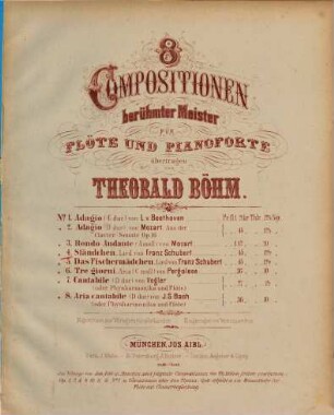 Compositionen berühmter Meister : für Flöte u. Pianoforte übertr., 4. Ständchen