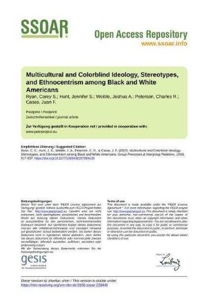 Multicultural and Colorblind Ideology, Stereotypes, and Ethnocentrism among Black and White Americans