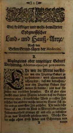 Hippocrates Helveticus : Oder der ... Eydgenössische Stadt-, Land- und Hauß-Artzt ...