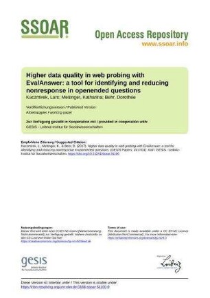 Higher data quality in web probing with EvalAnswer: a tool for identifying and reducing nonresponse in openended questions
