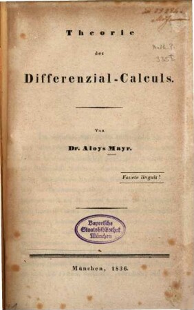 Theorie des Differenzial-Calculs