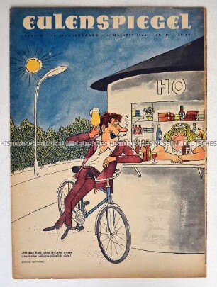 Satirezeitschrift "Eulenspiegel" mit Titel zum Fahrradfahren unter Alkoholeinfluss