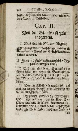 Cap. II. Von den Staats-Regeln insgemein.