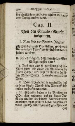 Cap. II. Von den Staats-Regeln insgemein.