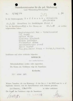 Hoffmann, Elisabeth, geb. Schulz
