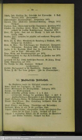 XI. [i.e. IX.] Musikalische Bibliothek