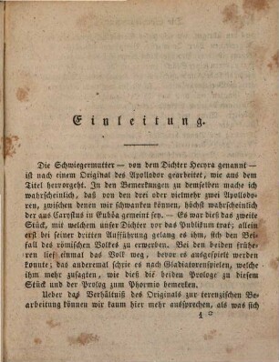 Publius Terentius im Versmaß der Urschrift, 3. Die Schwiegermutter