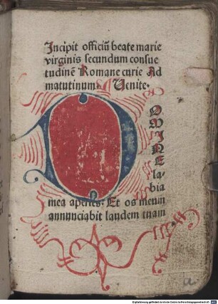 Officium beate marie virginis : secundum consuetudinem Romane curiae