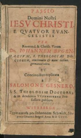 Passio Domini Nostri Jesu Christi, E Quatuor Evangelistis