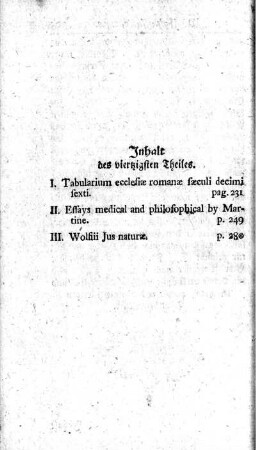 Inhalt des viertzigsten Theiles.