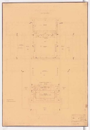 Wiener Staatsoper Wiederaufbau: Grundriss Bühnenhaus, Zuschauerraum Dachboden 1:200