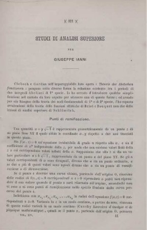 Studii di Analisi superiore.