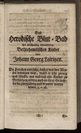 Das Herodische Blut- Bad ... [Erstes Buch].