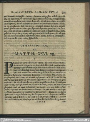 Observatio LXXX. Ad Matth. XXVI. 28.