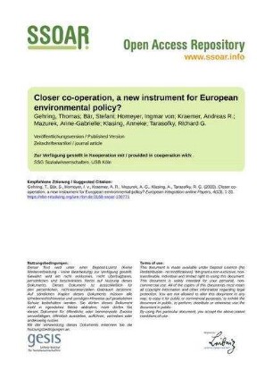 Closer co-operation, a new instrument for European environmental policy?