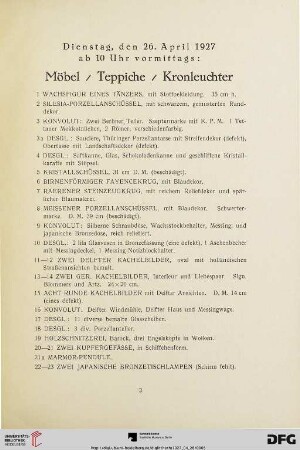 Möbel / Teppiche / Kronleuchter (Nr. 1-306)