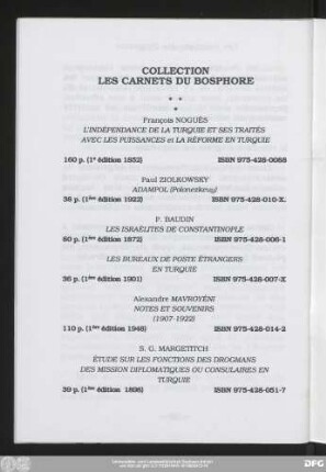 Collection Les Carnets Du Bosphore