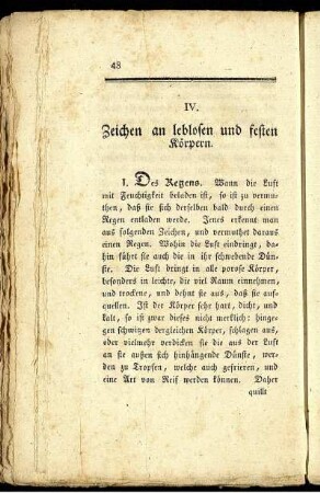 IV. Zeichen an leblosen und festen Körpern.