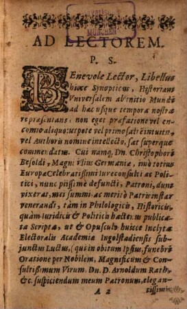 Synopsis rerum ab orbe condito gestarum
