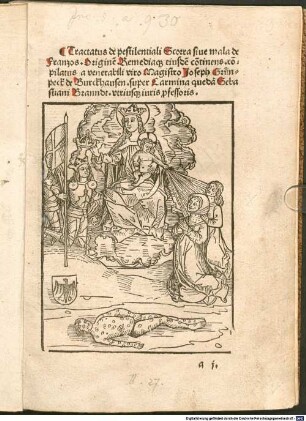 Tractatus de pestilentiali scorra sive mala de Franzos : mit Widmungsbrief, Augsburg 18.10. 1496, und Nachwort des Autors an Bernhard von Waldkirch. Gewidmet Johannes Reuchlin
