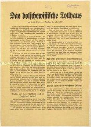 Flugblatt von Erich Kuttner gegen Bolschewismus und Spartakusbund