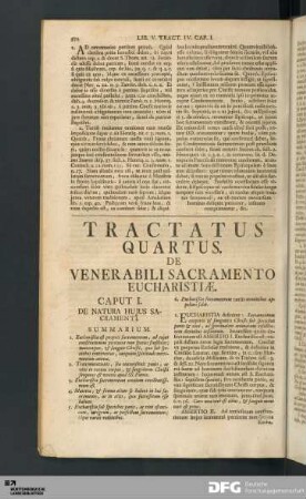 Tractatus Quartus. De Venerabili Sacramento Eucharistiæ.