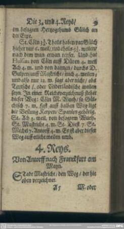 4. Reys. Von Antorff nach Franckfurt am Mayn