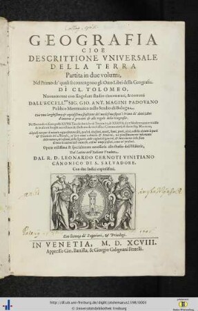 1: Geografia Cioè Descrittione Vniversale Della Terra Partita: in due volumi
