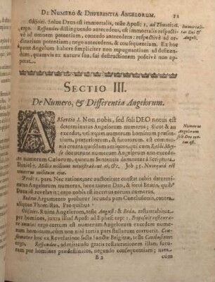 Sectio III. De Numero, & Differentia Angelorum.