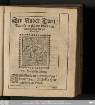 Der Ander Theil/ Begreifft in sich die letzten Vier Heupstück des heiligen Catechismi.