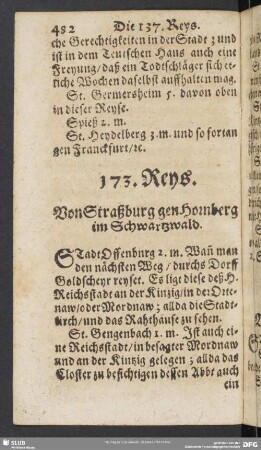 173. [137.] Reys. Von Straßburg gen Homberg im Schwarzwald