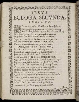 Iesus. Ecloga Secunda. Coridon.